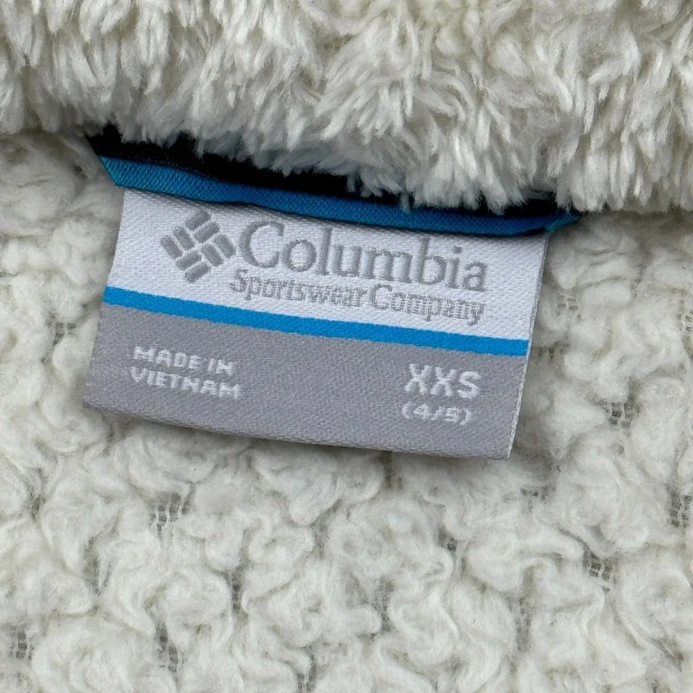 Columbia Kids Jacket XXS 4-5 Ivory Fireside Sherpa Fuzzy Soft Fleece Full Zip